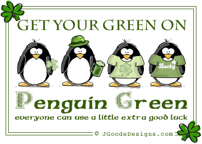 Penguin green for St. Patrick's Day by JGoode St. Patrick's Day Penguins by JGoode