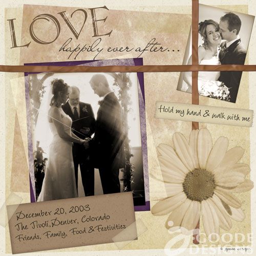 elegant vintage look wedding scrapbook layout