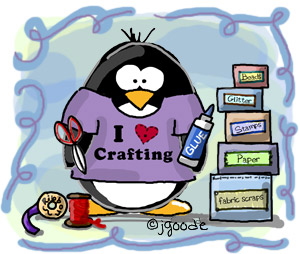 I love crafting and so does the penguin | The art of Jen Goode