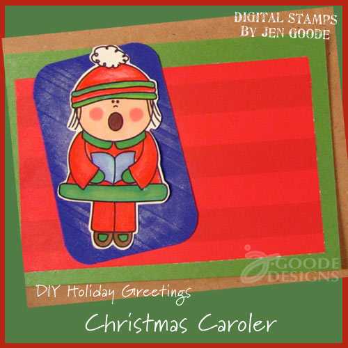 Handmade notecard featuring Holiday Caroler art by Jen Goode Handmade notecard featuring Holiday Caroler art by Jen Goode