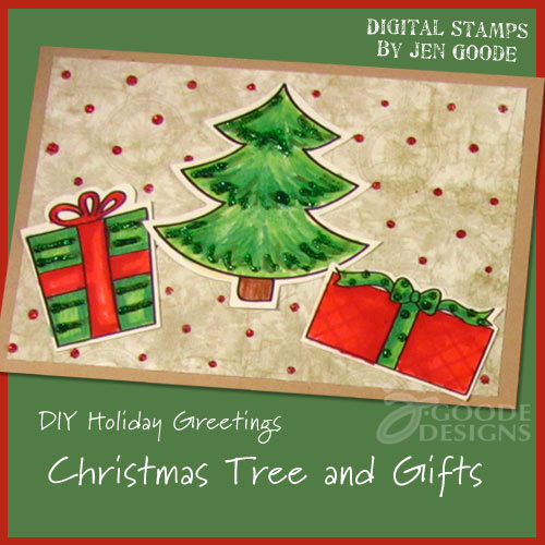 Handmade Christmas Tree and Gifts card by Jen Goode Handmade Christmas Tree and Gifts card by Jen Goode