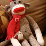 Sock Monkey and penguin by Jen Goode