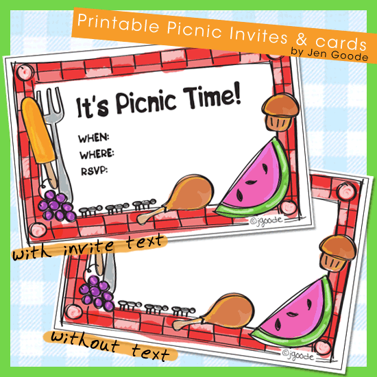 printable picnic invitation and card by Jen Goode printable picnic invitation and card by Jen Goode