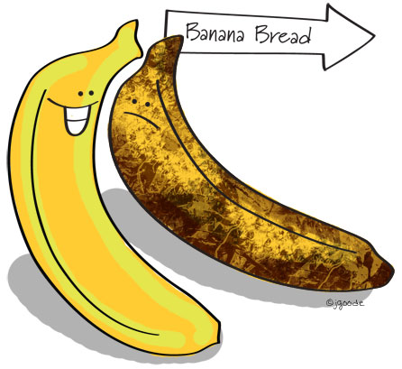 Good and bad banana - illustration friday's expired